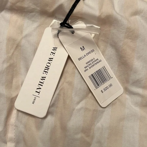 WeWoreWhat Puff Sleeve Bella Shirt Dress in Macro Stripe Shortbread - Picture 7 of 9